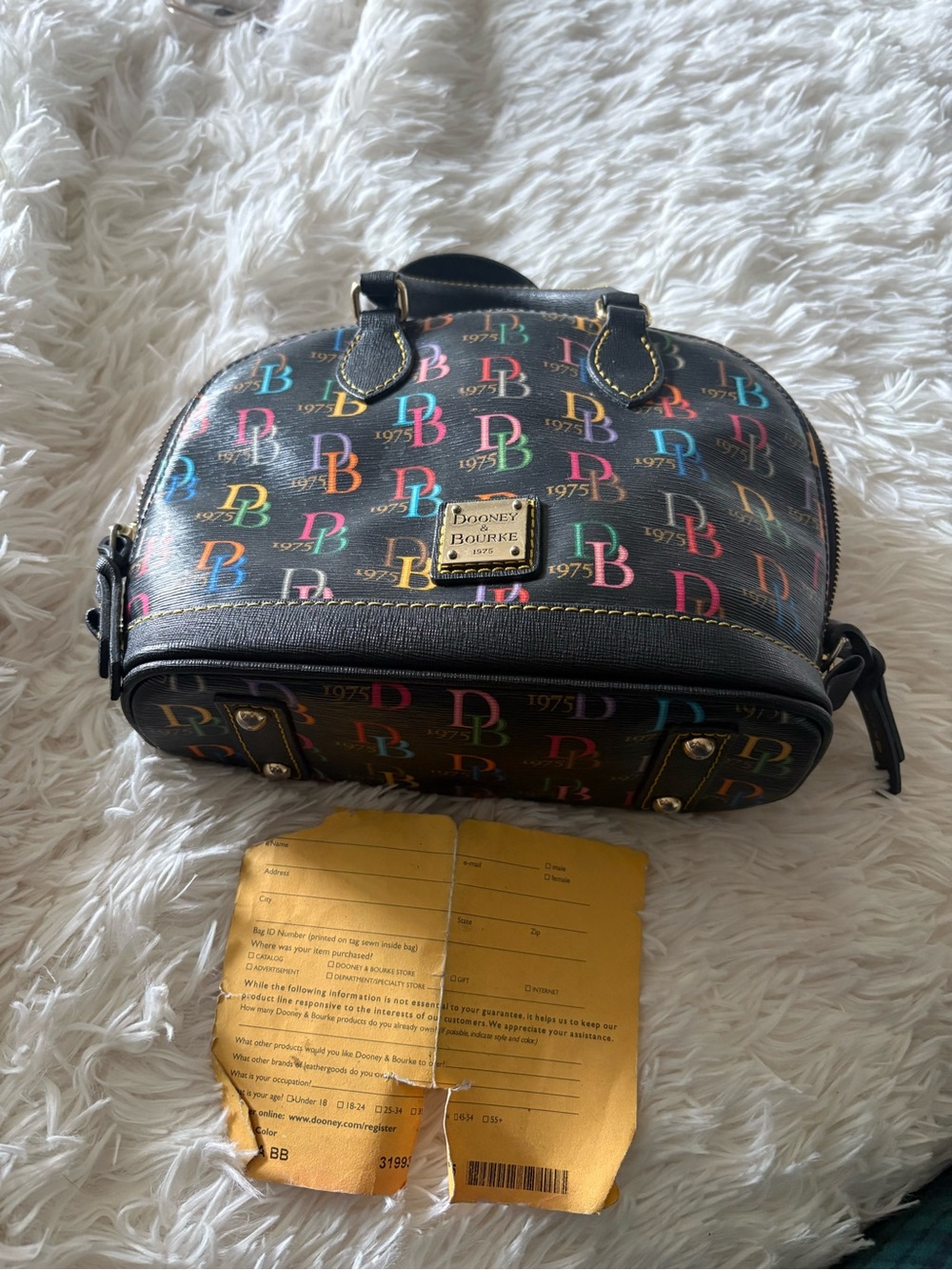 Dooney & Bourke Black Multicolor 'DB' Crossbody Dome Bag